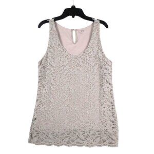 Ann Taylor Loft Womens Lace Overlay Sleeveless Tank Top S Made‎ In Indonesia